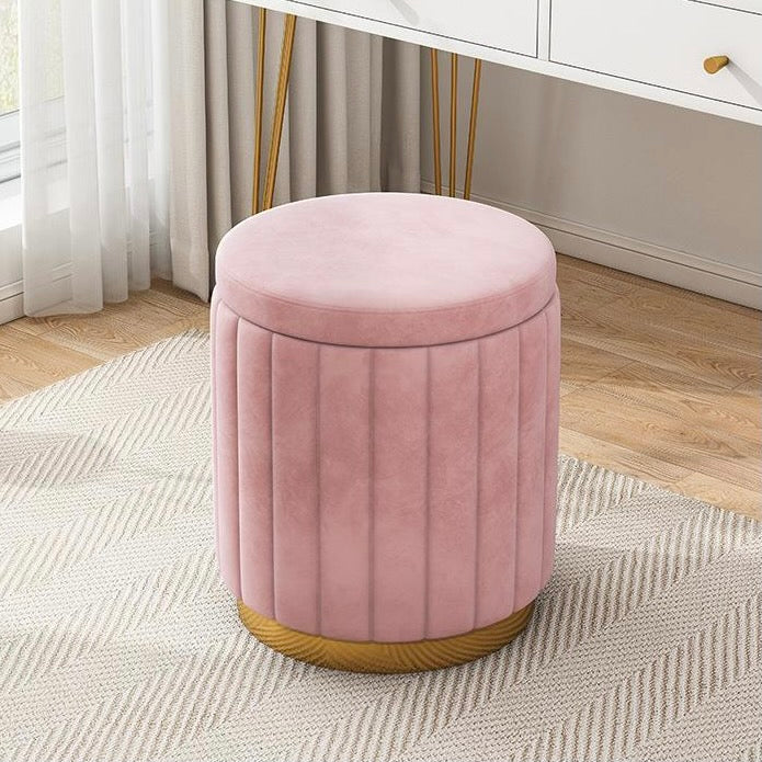 Velvet Ribbed Storage Ottoman