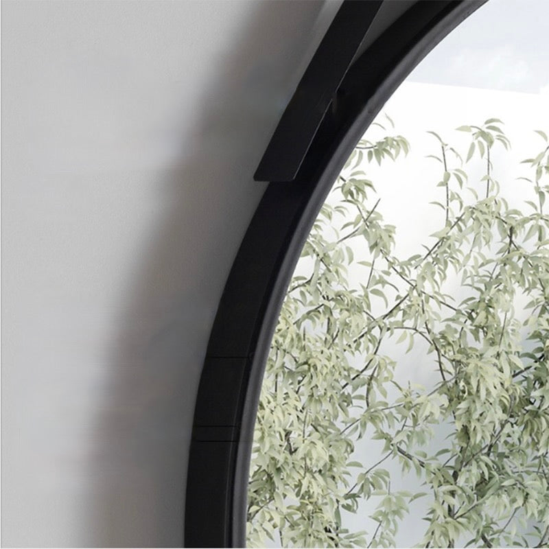 round mirror black