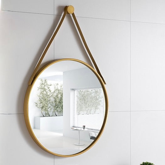 gold round mirror