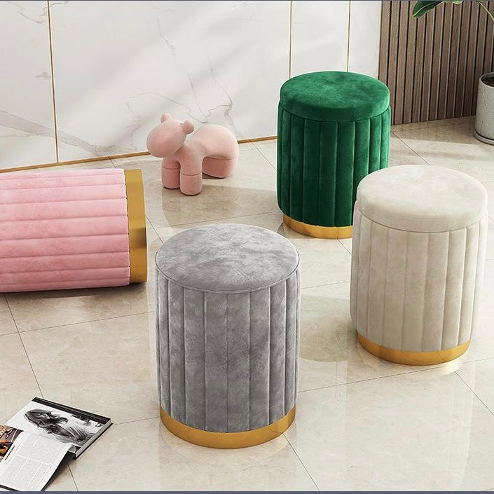 Velvet Ribbed Storage Ottoman