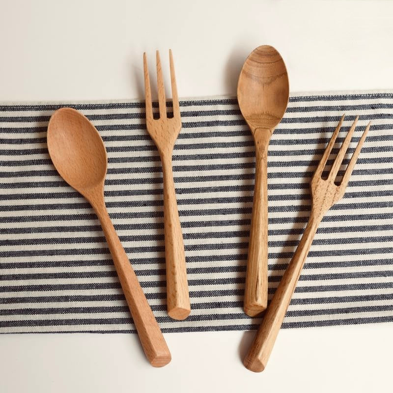 Carved Wood Serving Set