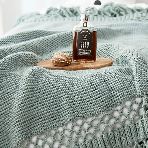 sage green throw blanket