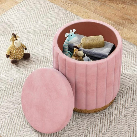 Velvet Ribbed Storage Ottoman