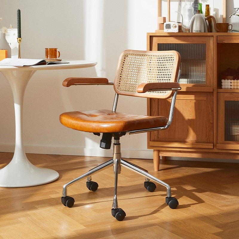 leather desk chair with wheels