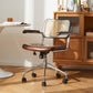 black leather desk chair with wheels