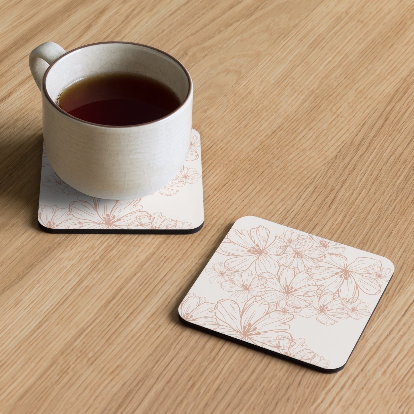 Delicate Floral Cork Coaster