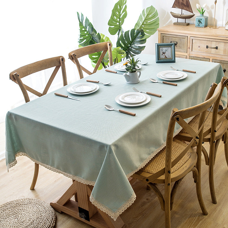 Tasselled Linen Plain Tablecloth