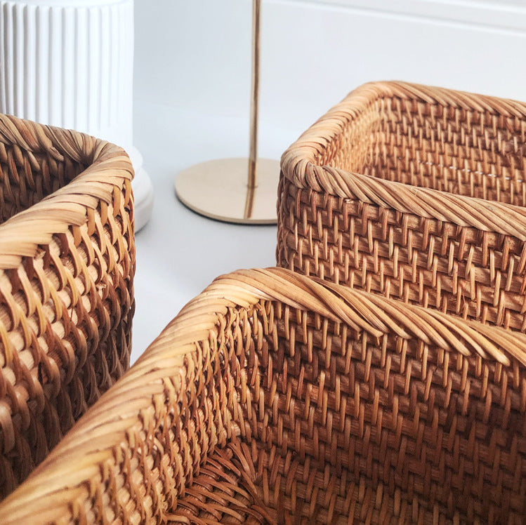 Hand-Woven Rattan Basket