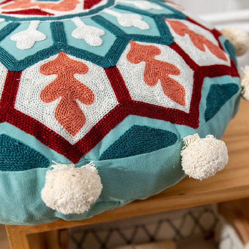 Embroidered Moroccan Pouf Cover