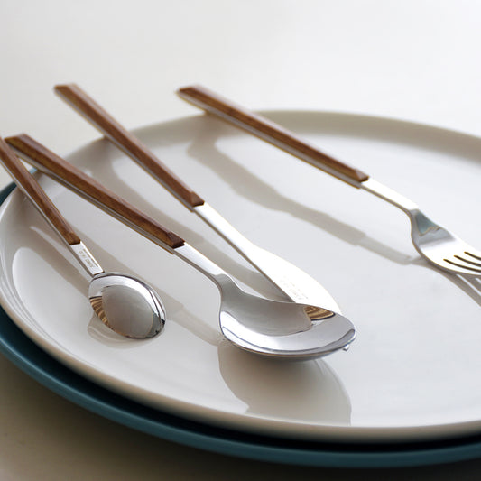 Walnut & Steel Cutlery Set