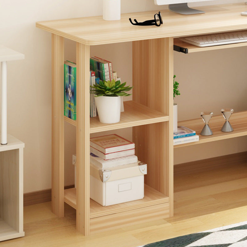 wooden computer desk with shelves