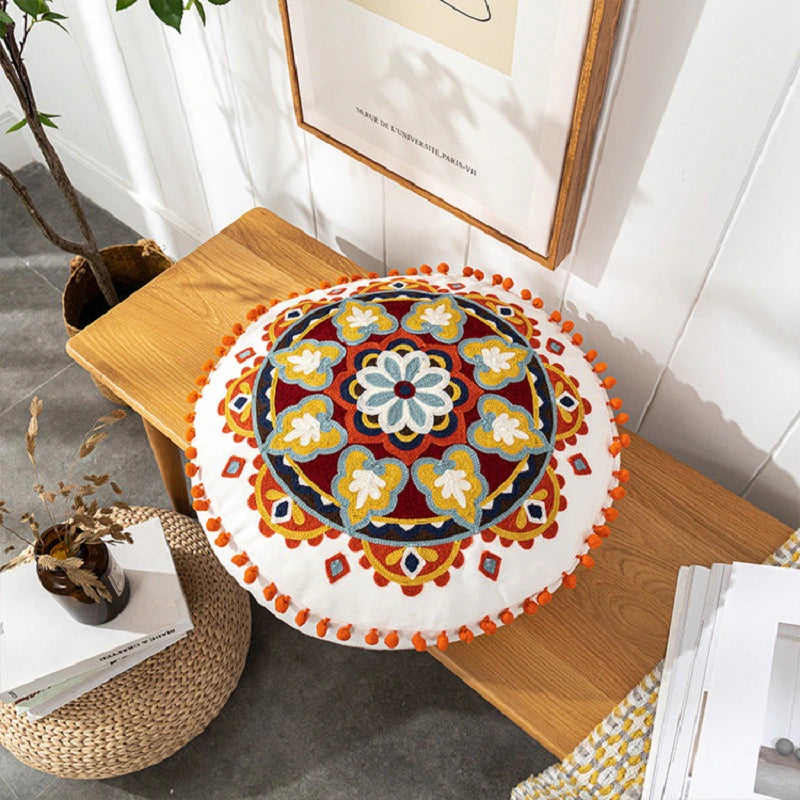 Embroidered Moroccan Pouf Cover