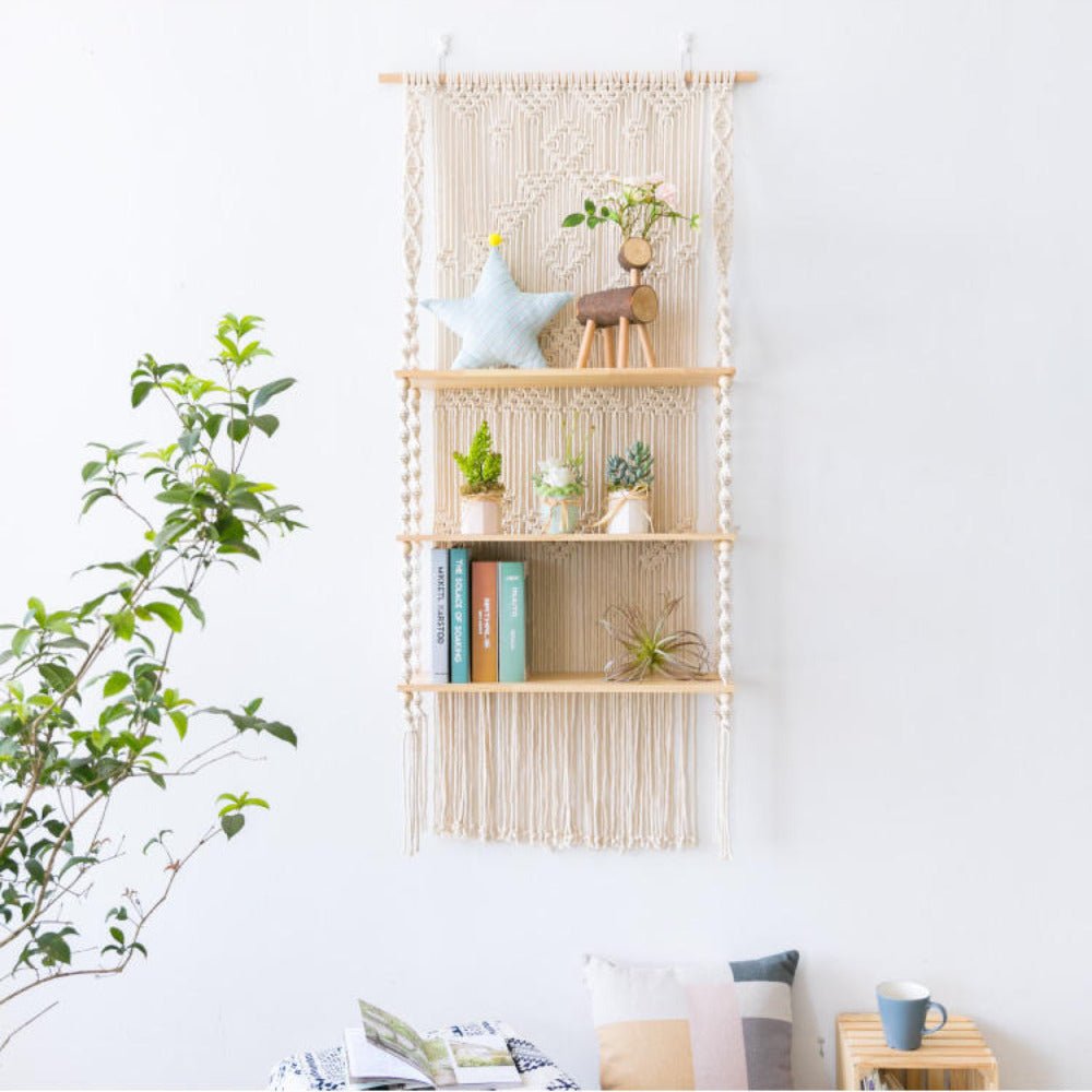 unique macrame hanging shelf