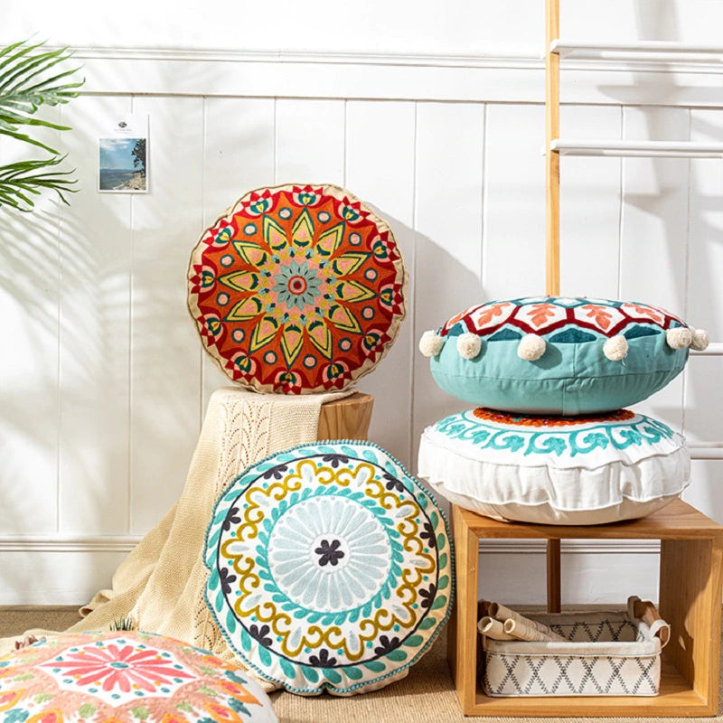 Embroidered Moroccan Pouf Cover