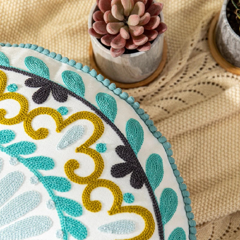 Embroidered Moroccan Pouf Cover