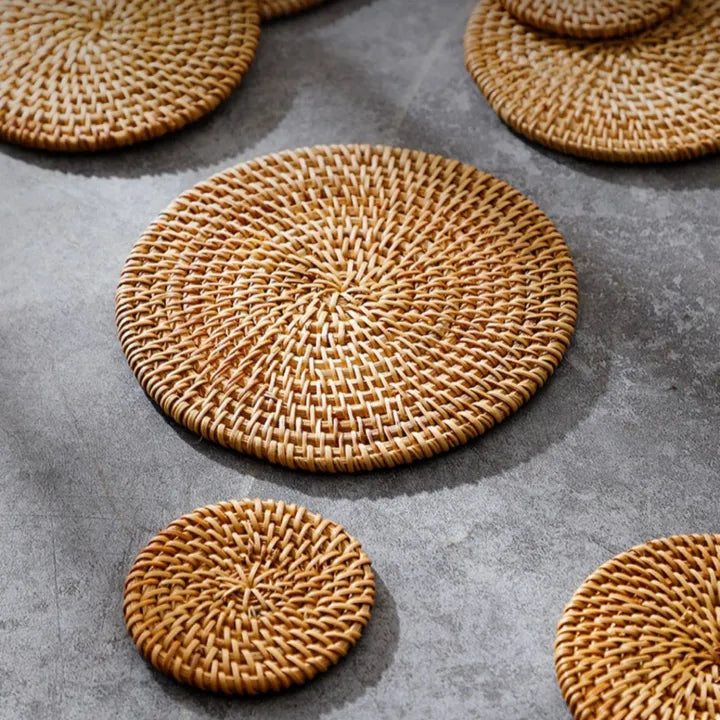 Woven Rattan Coasters & Placemats