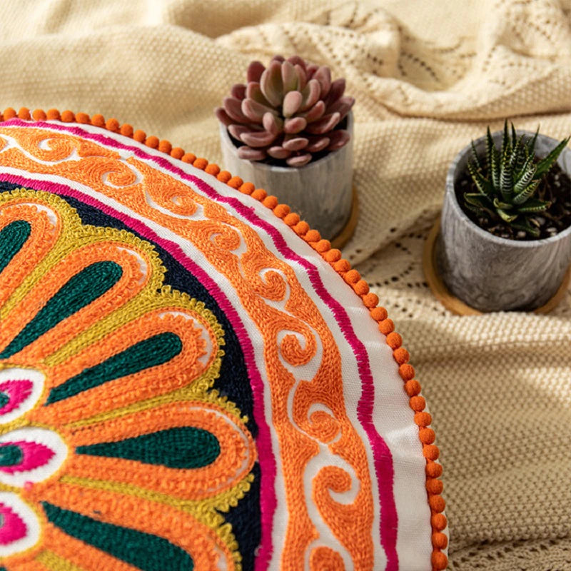 Embroidered Moroccan Pouf Cover