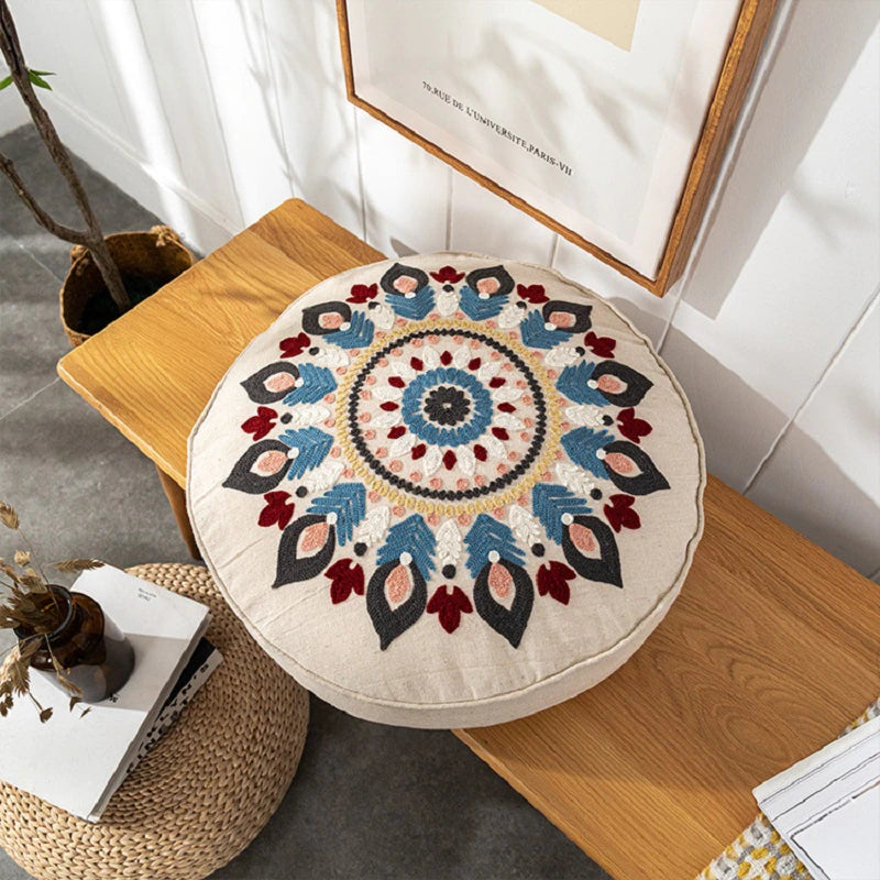 Embroidered Moroccan Pouf Cover