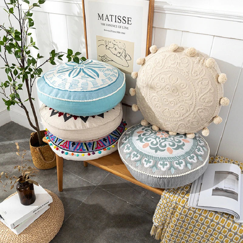 Embroidered Moroccan Pouf Cover