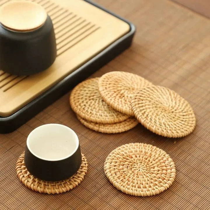 Woven Rattan Coasters & Placemats