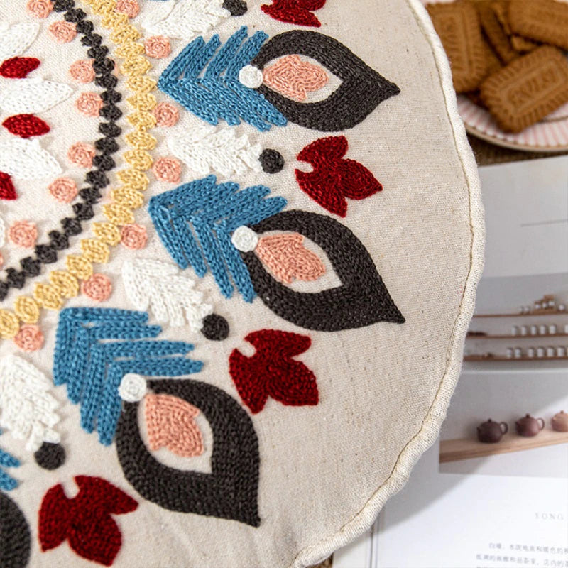 Embroidered Moroccan Pouf Cover