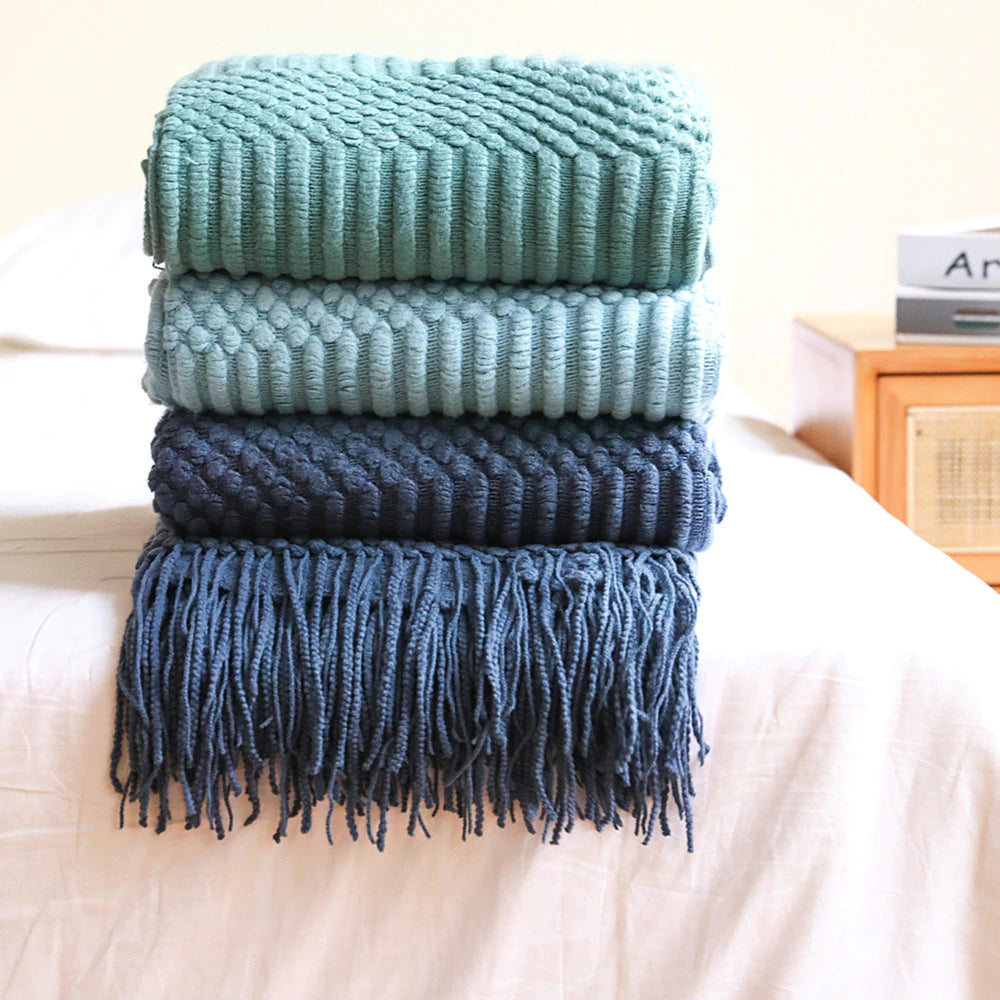 Ribbed Textured Throw Blanket