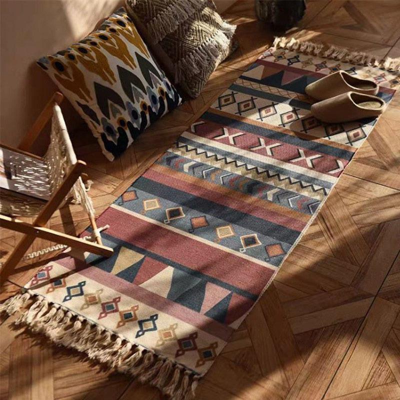 Tasseled Bohemian Patterned Rug