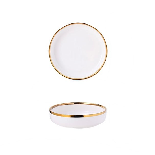 White & Gold Porcelain Dinnerware