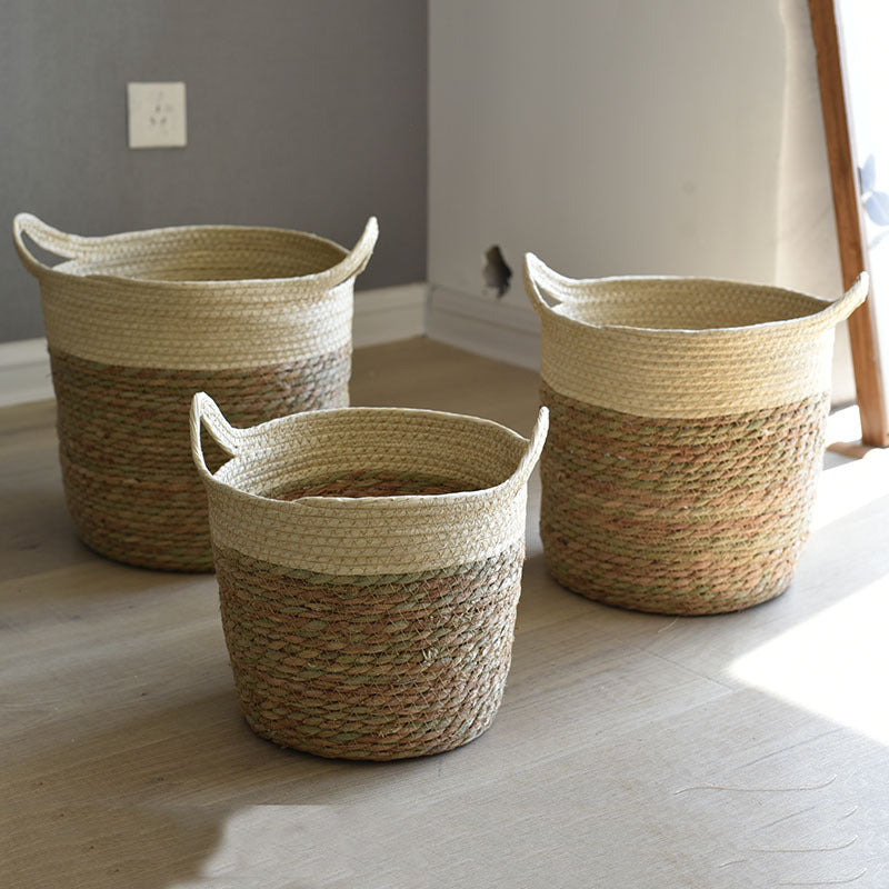 Ivory Woven Round Basket