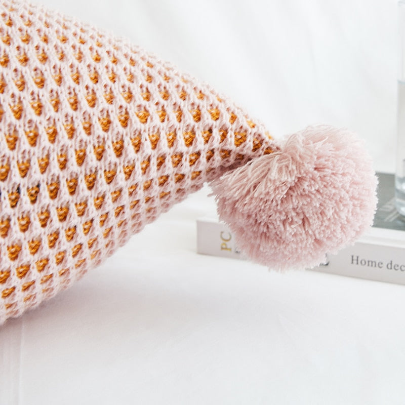 Pom-Pom Lumbar Throw Cushion