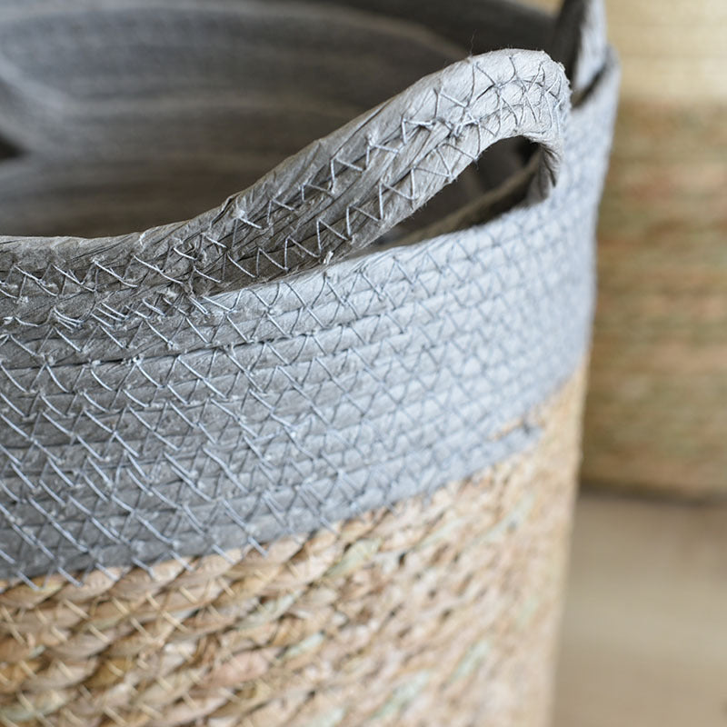 Slate Woven Round Basket