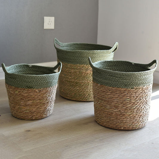 Sage Woven Round Basket