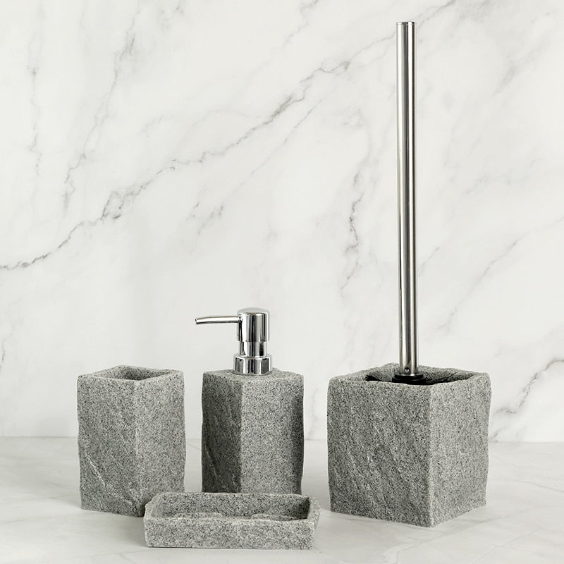 Carved Stone Bathroom Set