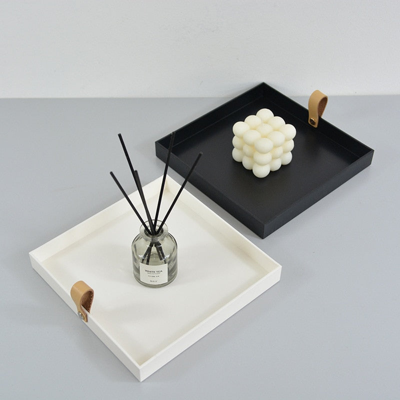 Square Leather Serving Tray