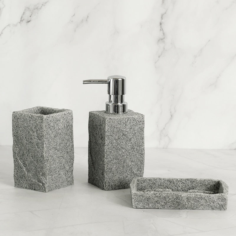 Carved Stone Bathroom Set