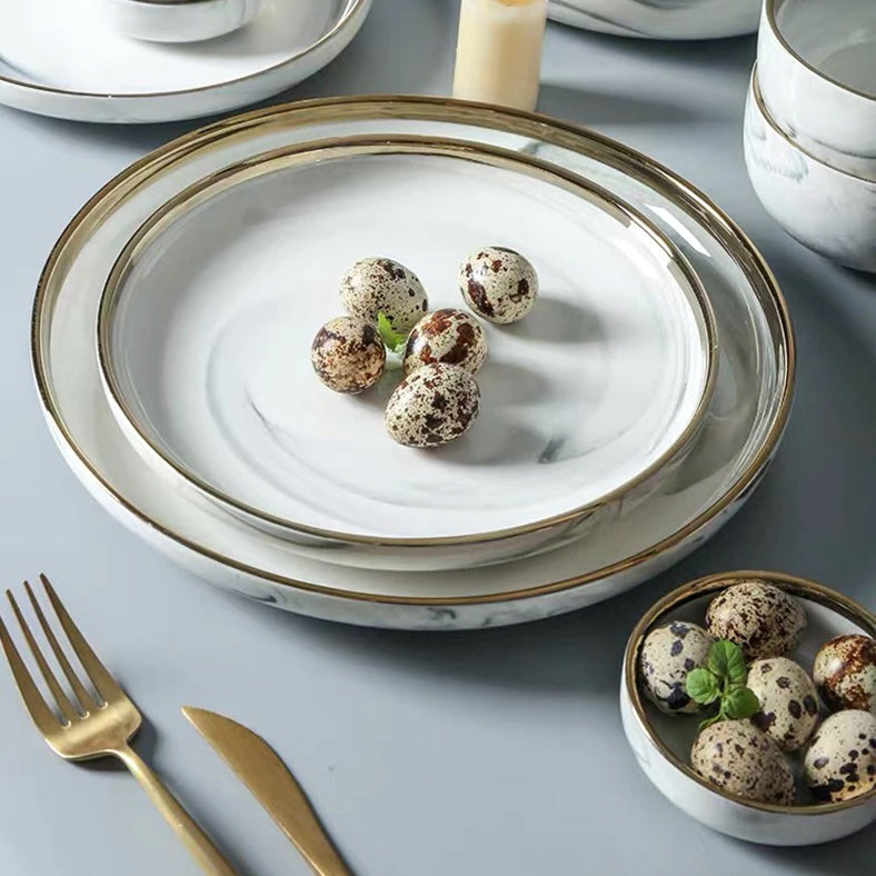 Gold Rimmed Marble Dinnerware