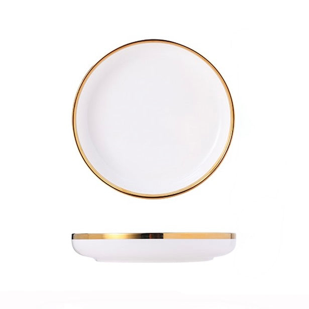 White & Gold Porcelain Dinnerware