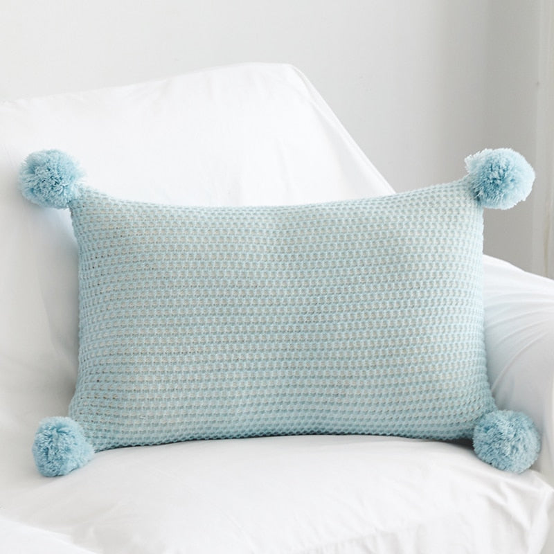 Pom-Pom Lumbar Throw Cushion