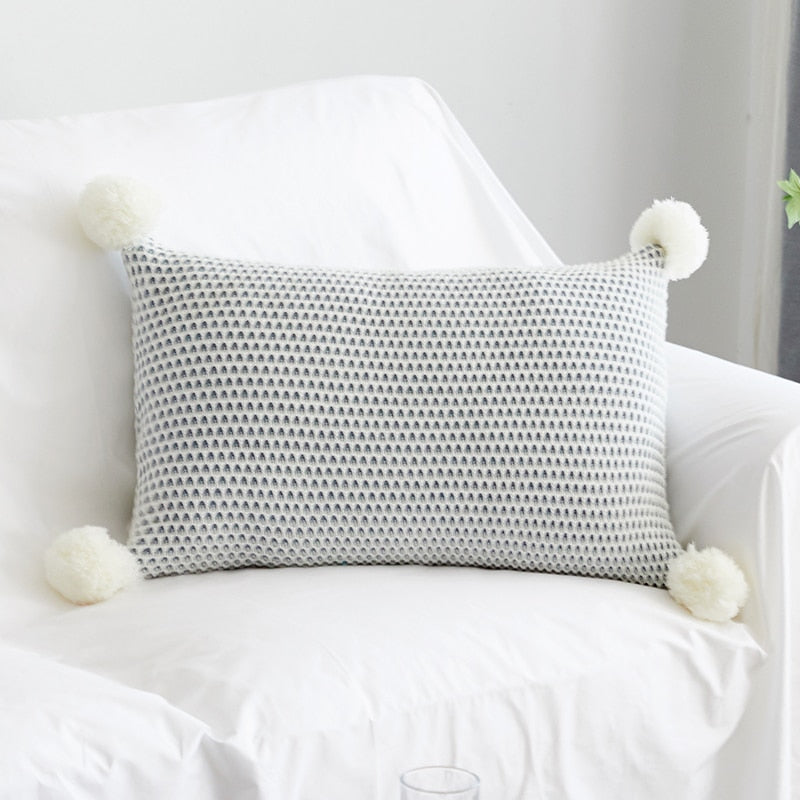 Pom-Pom Lumbar Throw Cushion