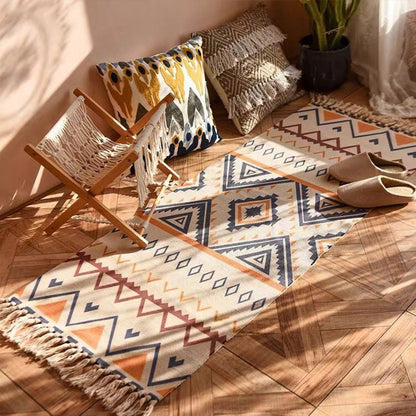 Tasseled Bohemian Patterned Rug