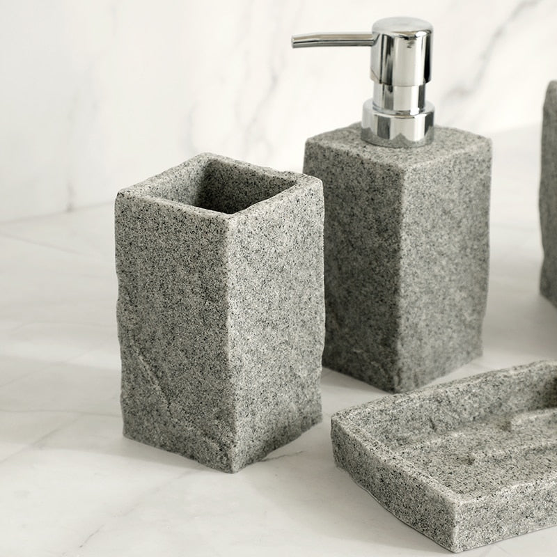 Carved Stone Bathroom Set