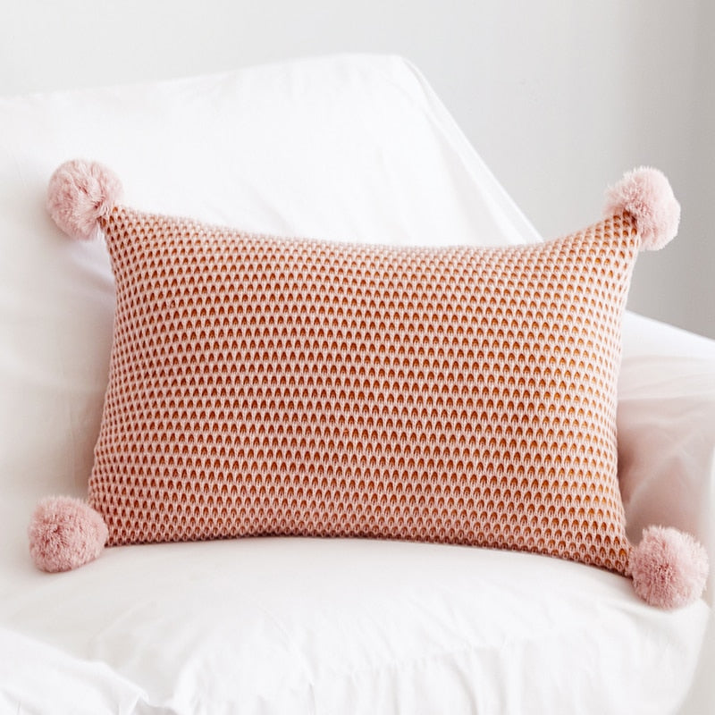 Pom-Pom Lumbar Throw Cushion