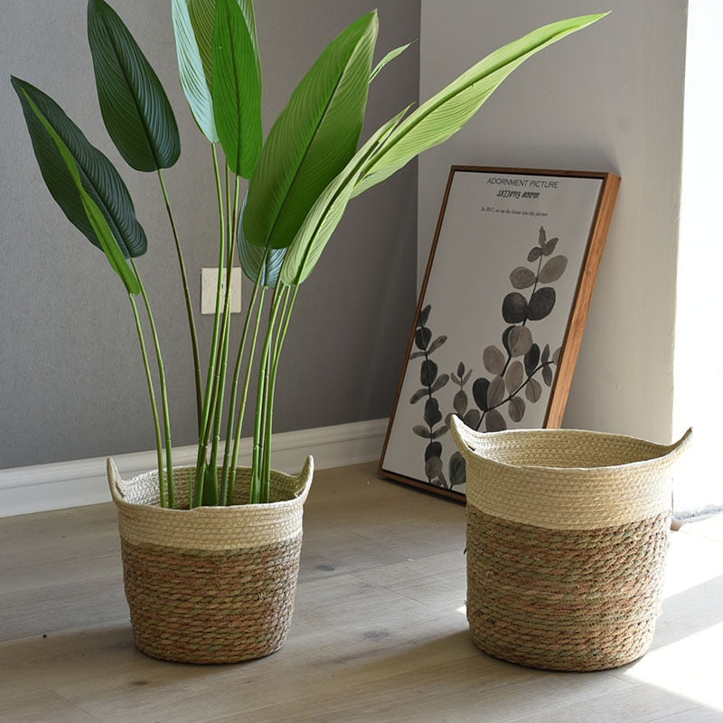 Ivory Woven Round Basket