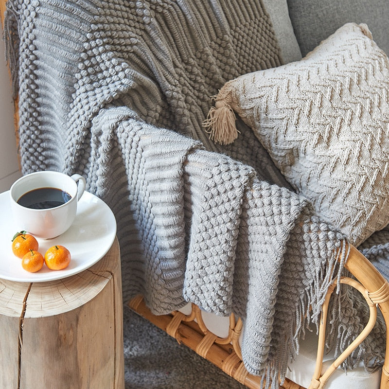 Ribbed Textured Throw Blanket