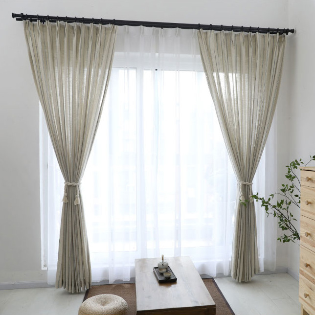 Mini-Stripe Hemp Curtains