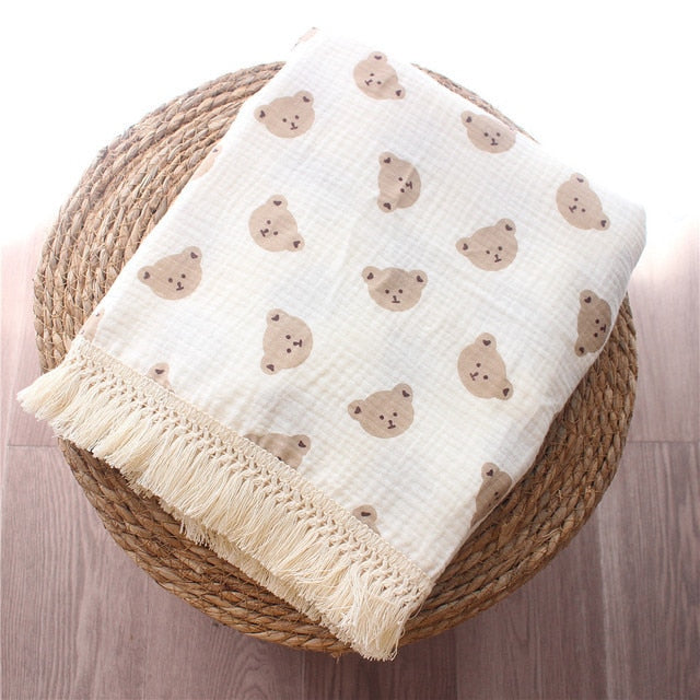 Cotton Tasselled Swaddling Blanket