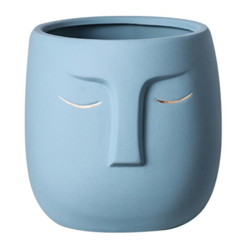 Sculptural Faces Ceramic Planter