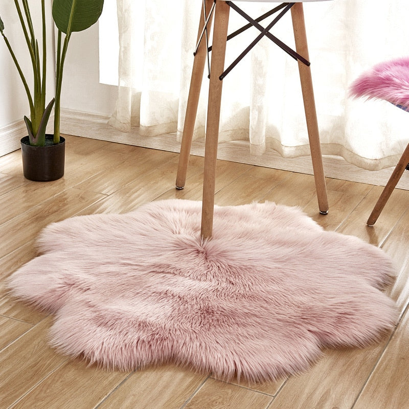 Faux Fur Flower Rug