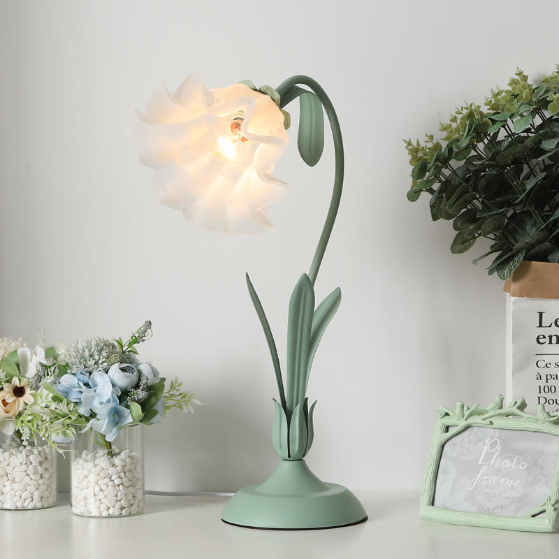 Glass & Iron Flower Lamp