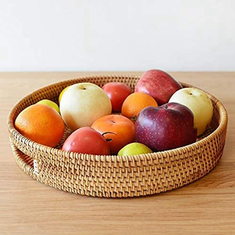 Organic Round Rattan Tray